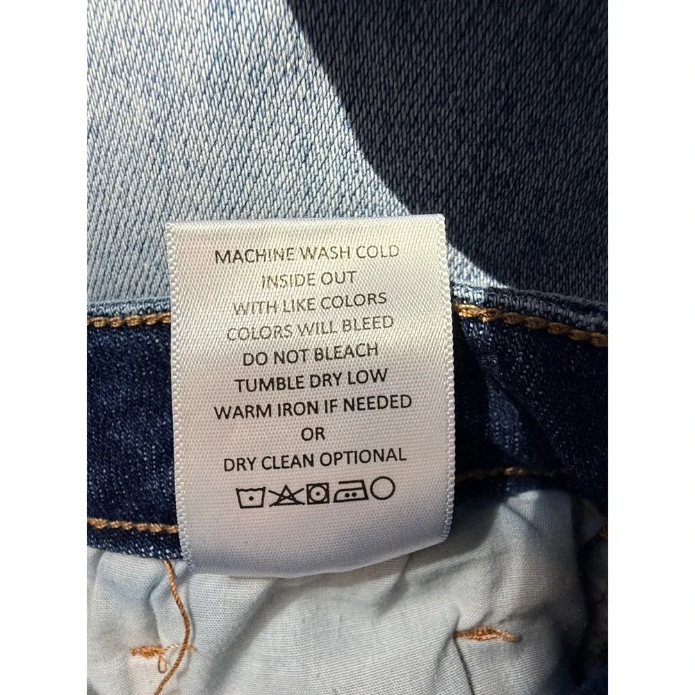 Mica Denim Jeans Womens 25 Blue Straight Leg Distressed Raw Hem High Rise‎